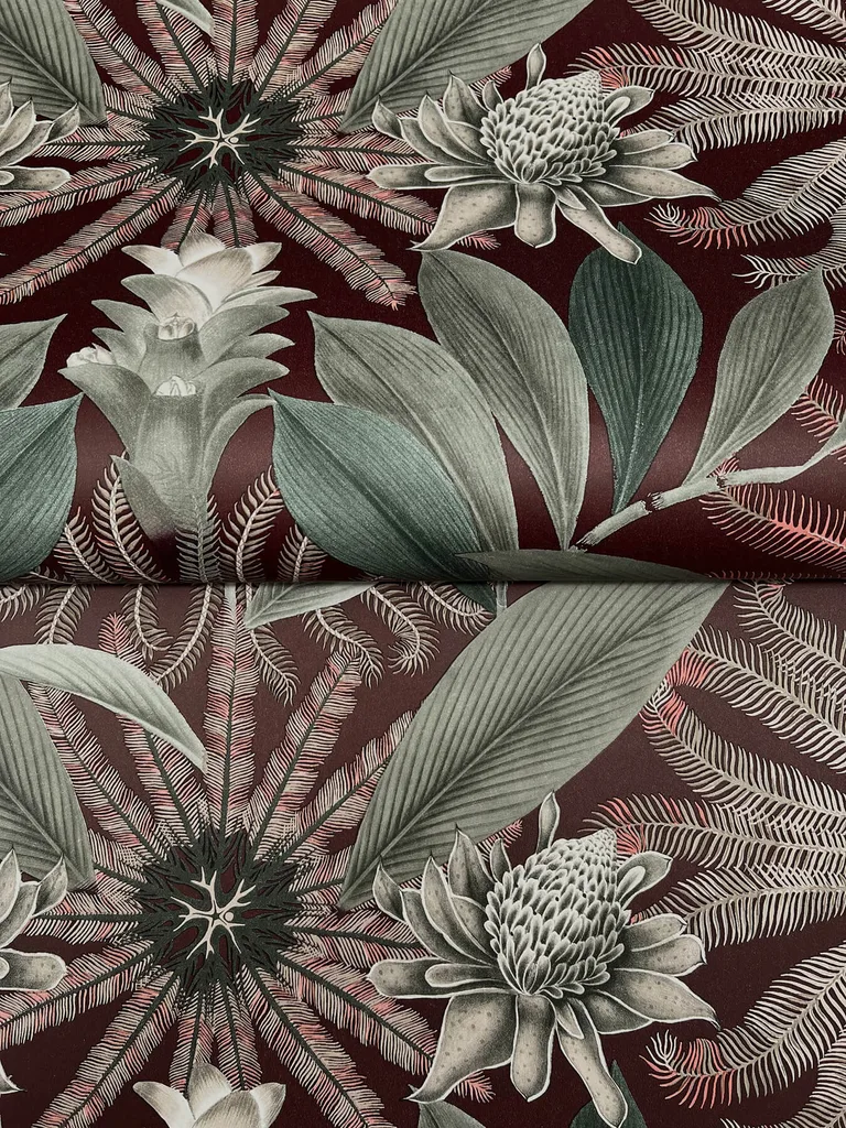 Ronald Redding Enchanted Garden wallpaper, color Maroon, SKU VR1528