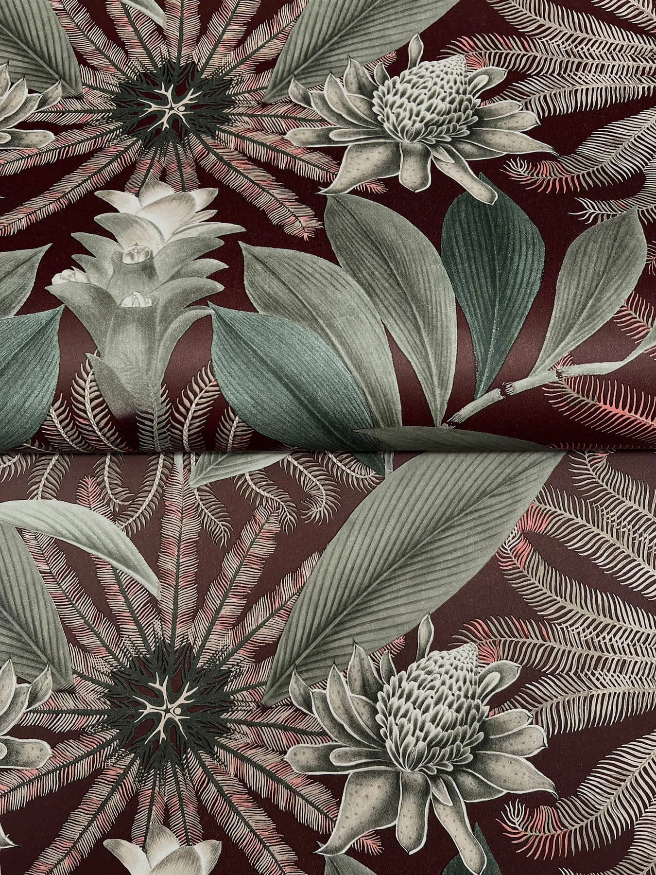 Ronald Redding Enchanted Garden wallpaper, color Maroon, SKU VR1528