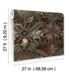 Ronald Redding Enchanted Garden wallpaper, color Maroon, SKU VR1528