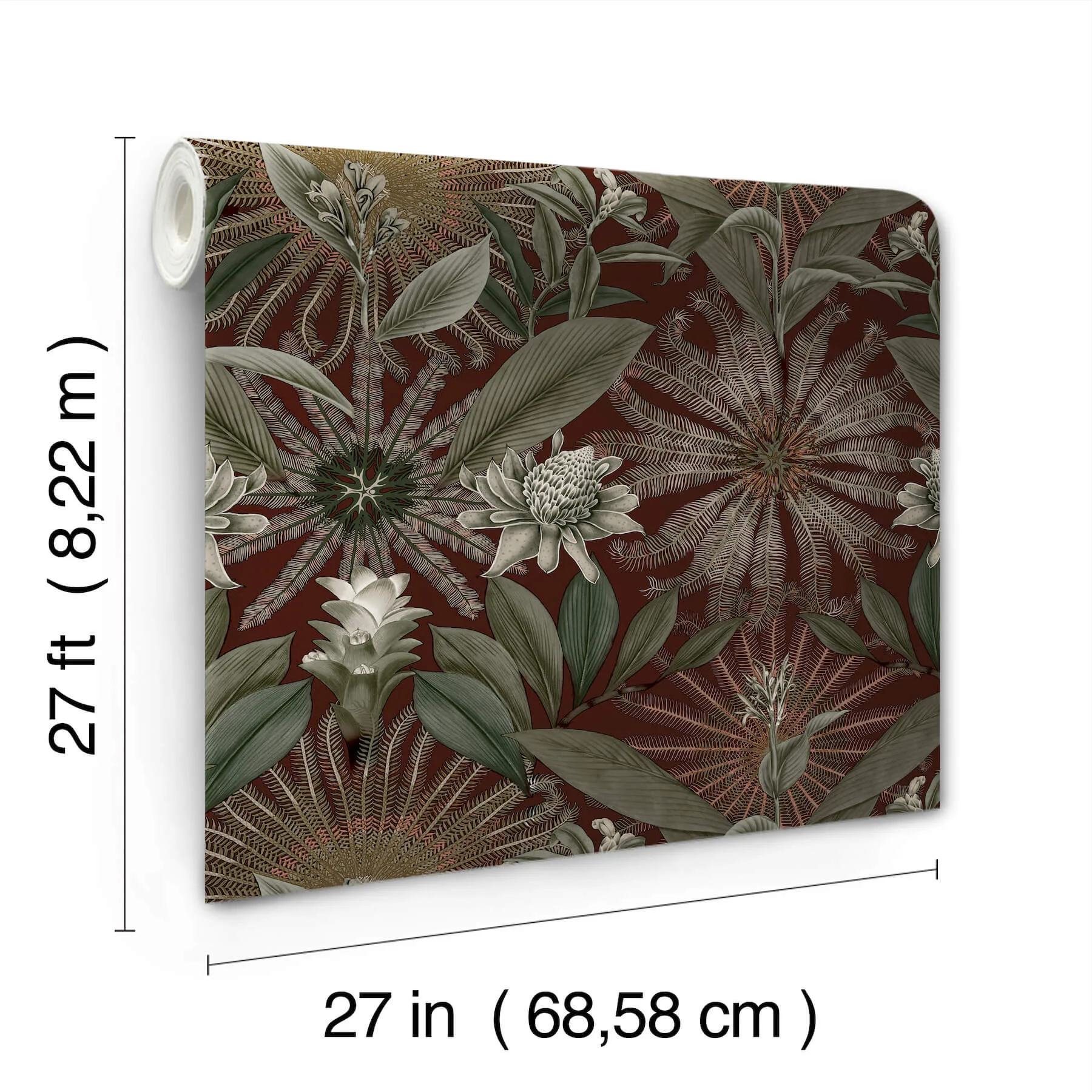 Ronald Redding Enchanted Garden wallpaper, color Maroon, SKU VR1528