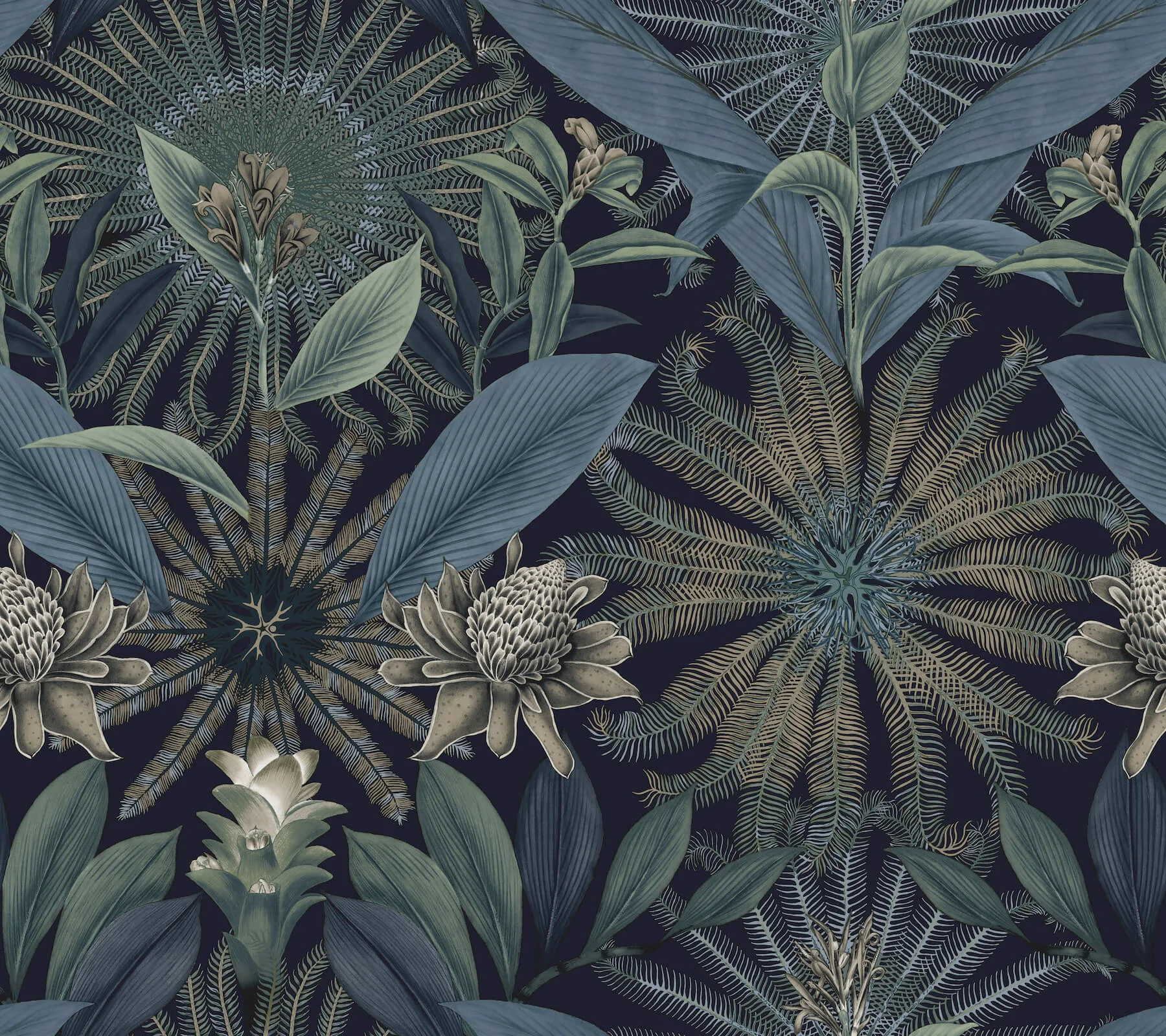 Ronald Redding Enchanted Garden wallpaper, color Navy, SKU VR1532