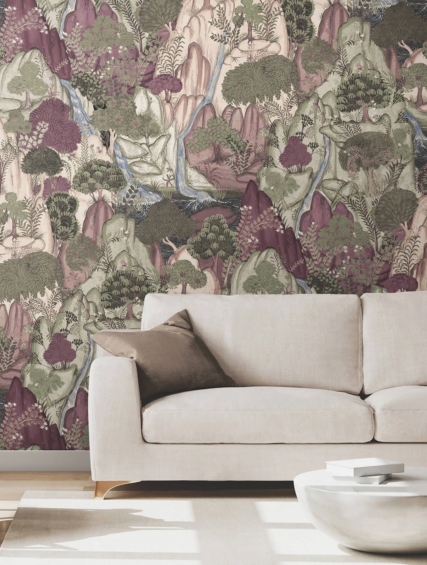 Ronald Redding Falling Waters wallpaper, color Plum, SKU VR1556