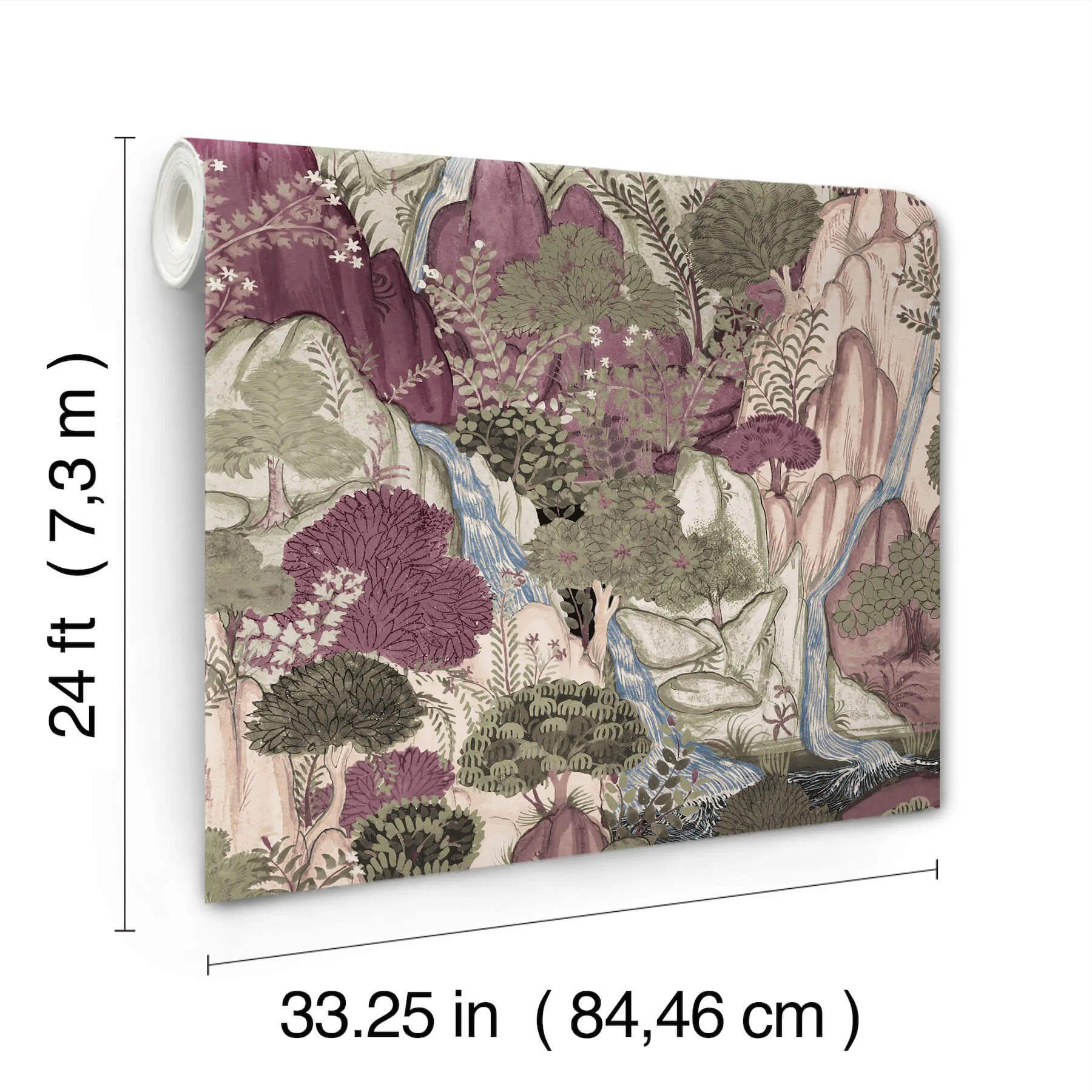 Ronald Redding Falling Waters wallpaper, color Plum, SKU VR1556