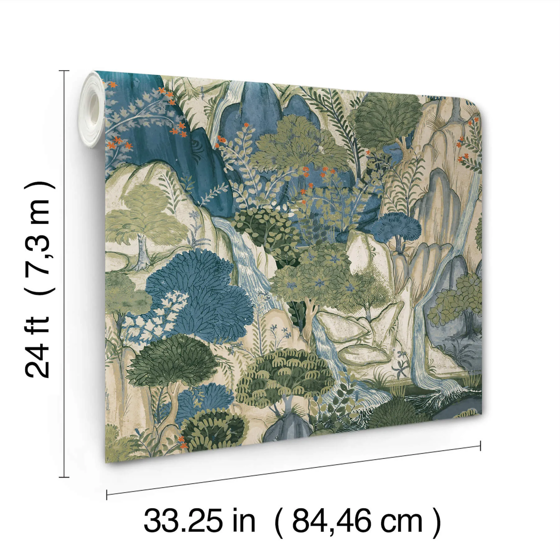 Ronald Redding Falling Waters - Sapphire Wallpaper | Buy Online Ronald Redding Falling Waters wallpaper, color Sapphire, SKU VR1554