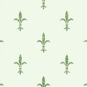 Ronald Redding Fleur De Lis wallpaper, color White & Green, SKU KT2194