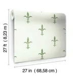 Ronald Redding Fleur De Lis - White & Green Wallpaper | Buy Online Ronald Redding Fleur De Lis wallpaper, color White & Green, SKU KT2194