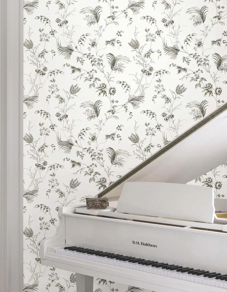 Ronald Redding Floral Lace wallpaper, color Black, SKU MX9682
