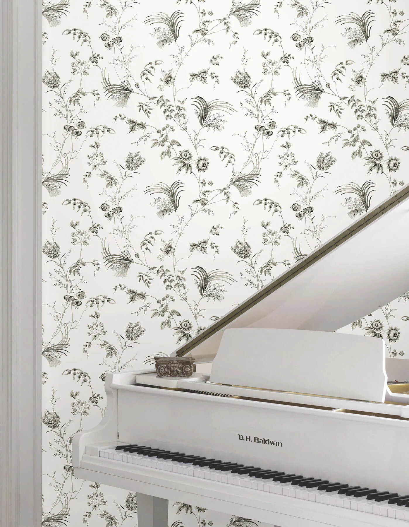Ronald Redding Floral Lace wallpaper, color Black, SKU MX9682