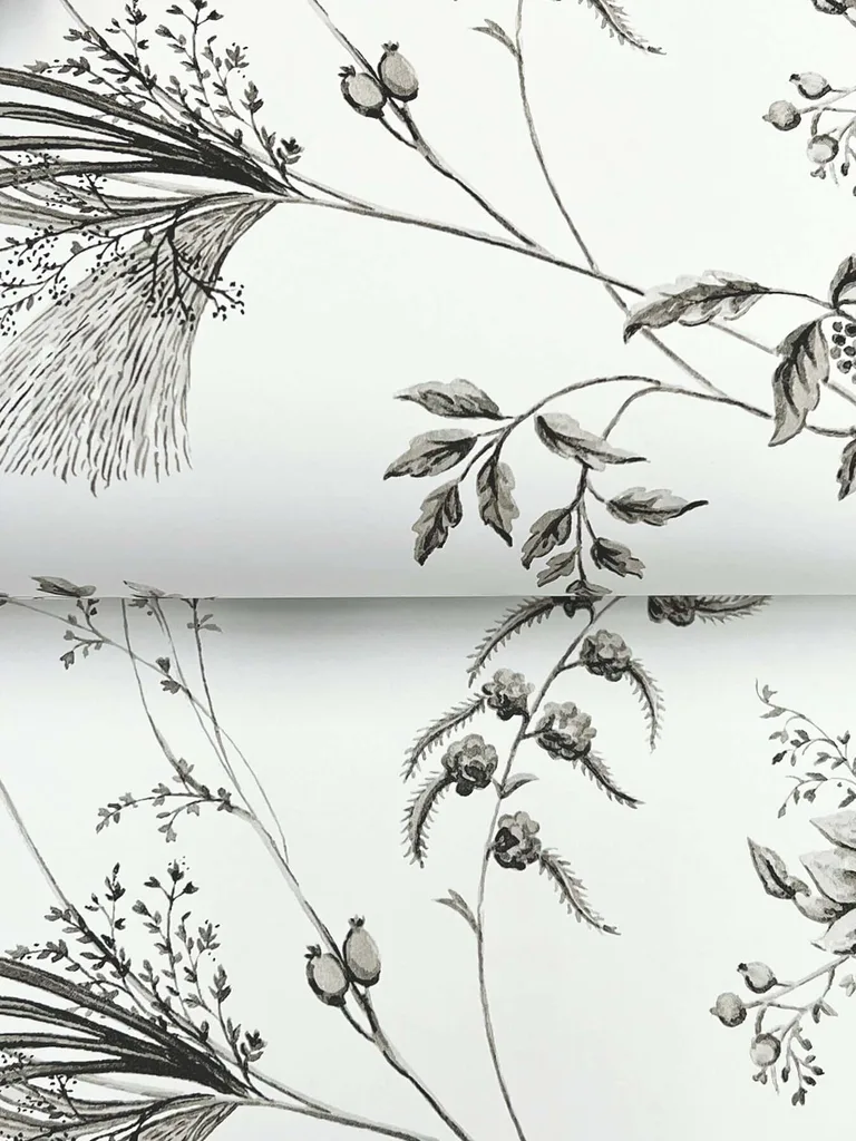 Ronald Redding Floral Lace wallpaper, color Black, SKU MX9682