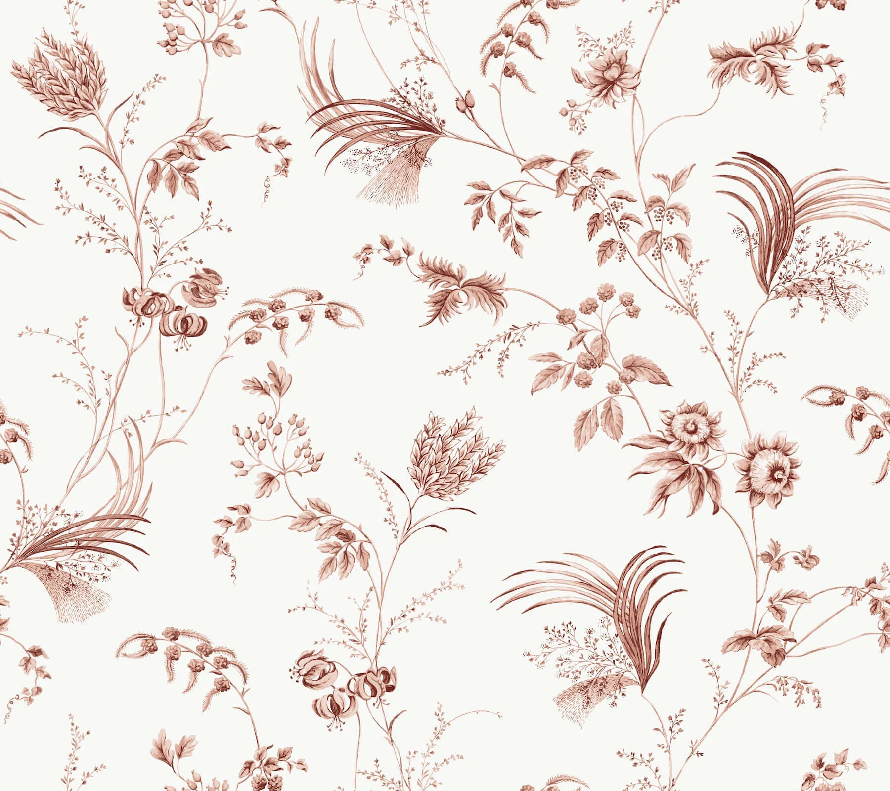 Ronald Redding Floral Lace wallpaper, color Brick, SKU MX9684