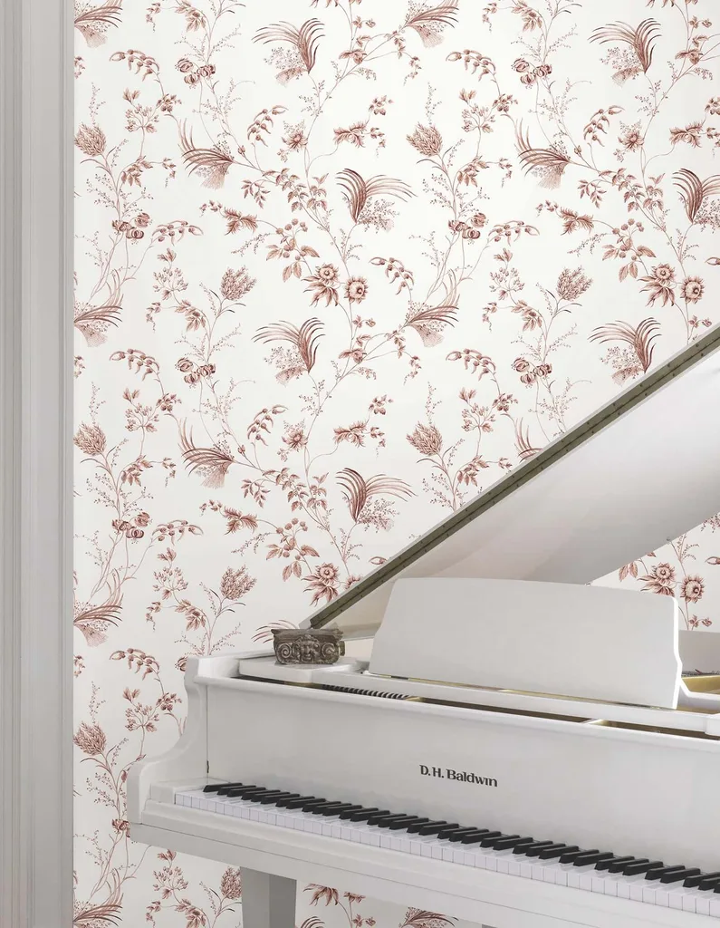 Ronald Redding Floral Lace wallpaper, color Brick, SKU MX9684