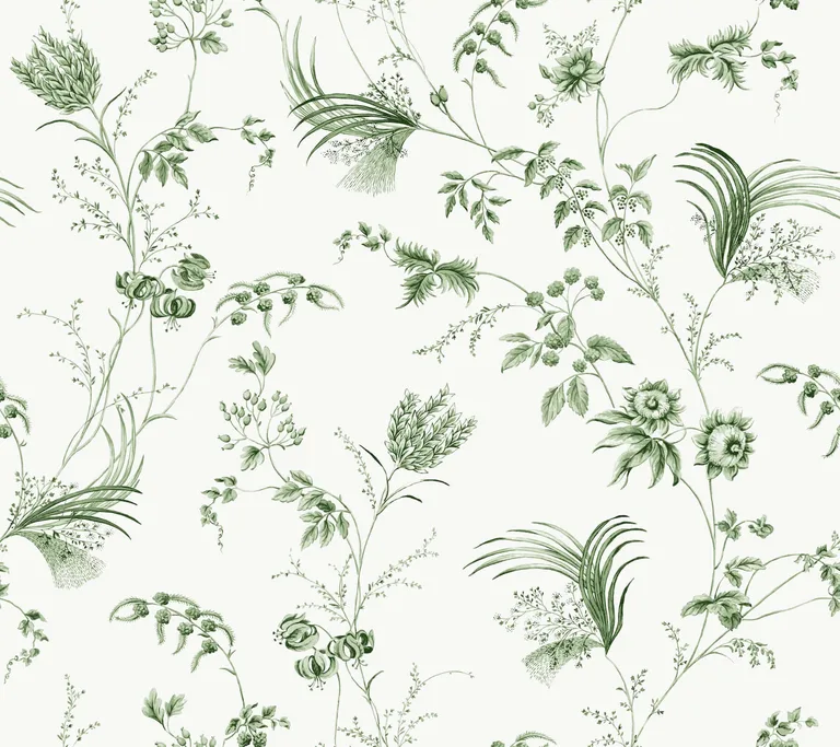 Ronald Redding Floral Lace wallpaper, color Green, SKU MX9680