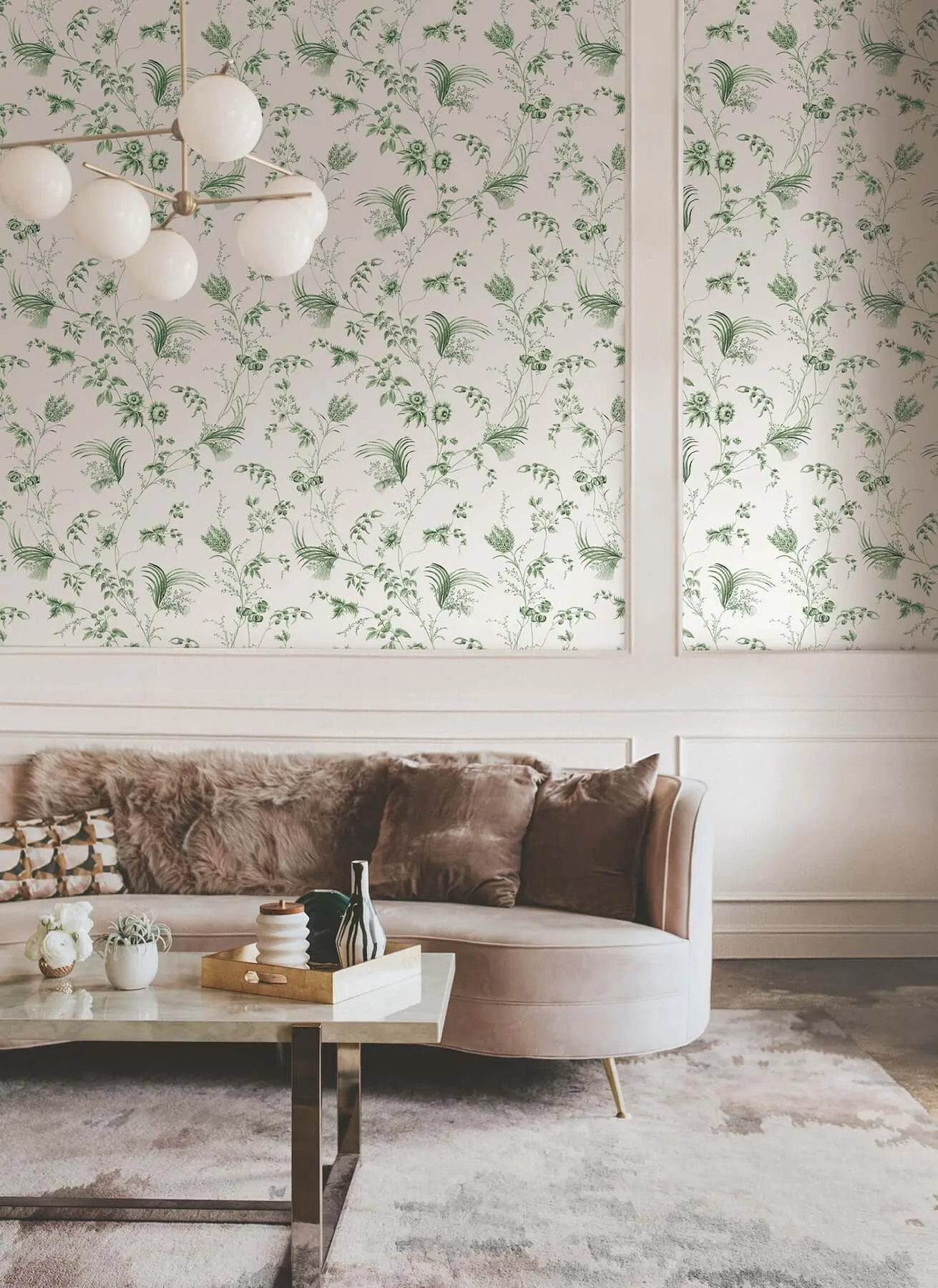 Ronald Redding Floral Lace wallpaper, color Green, SKU MX9680