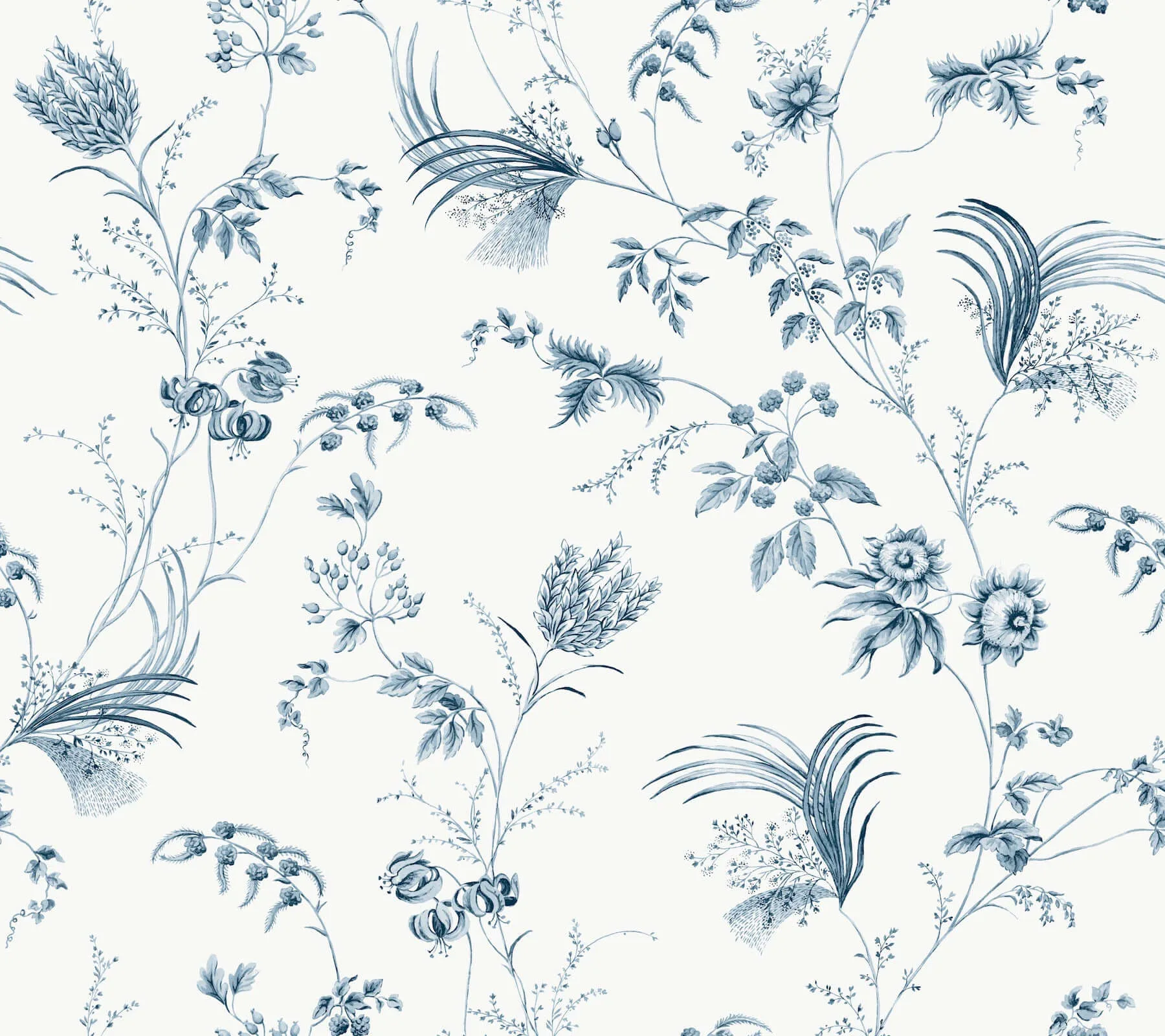 Ronald Redding Floral Lace wallpaper, color Navy, SKU MX9683