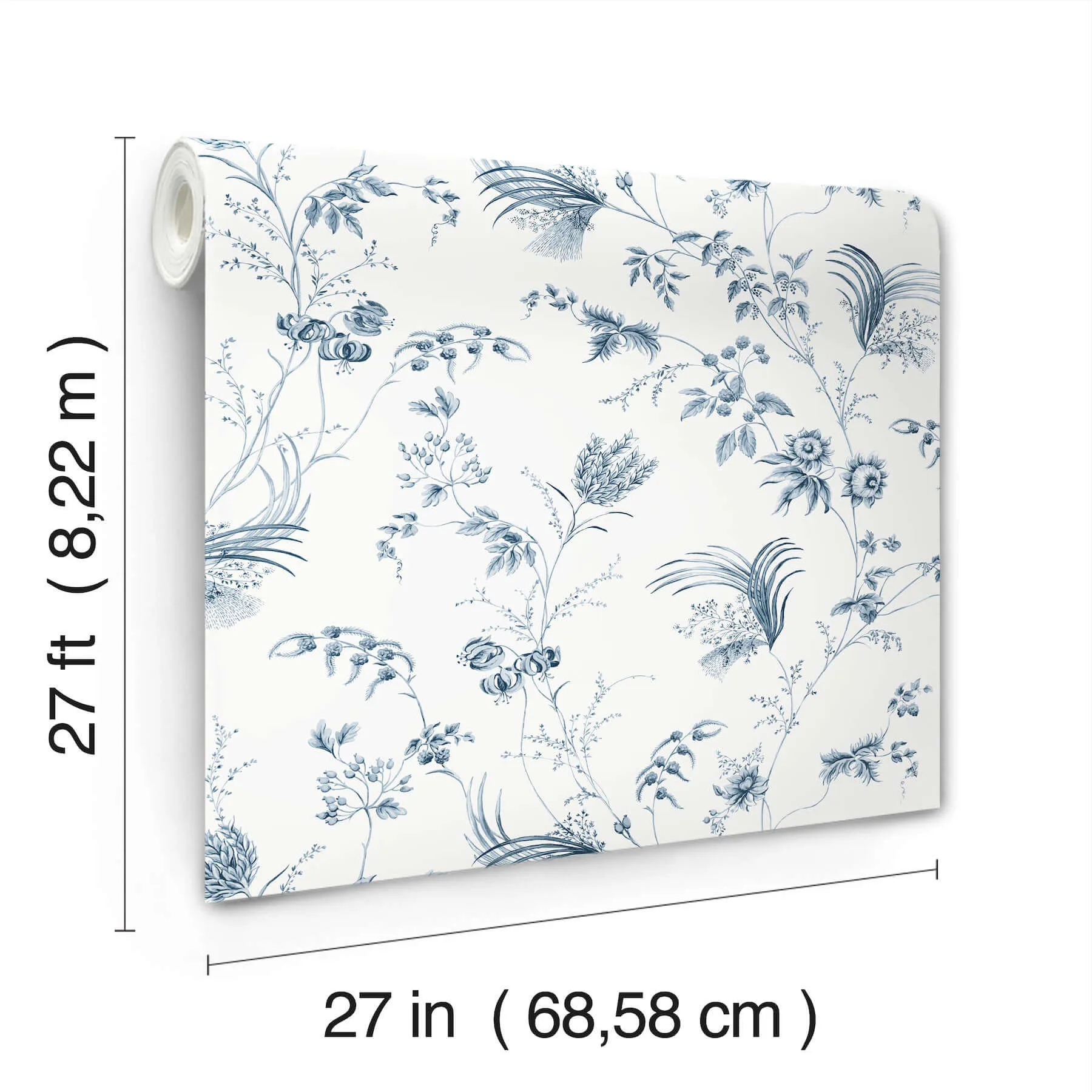 Ronald Redding Floral Lace wallpaper, color Navy, SKU MX9683