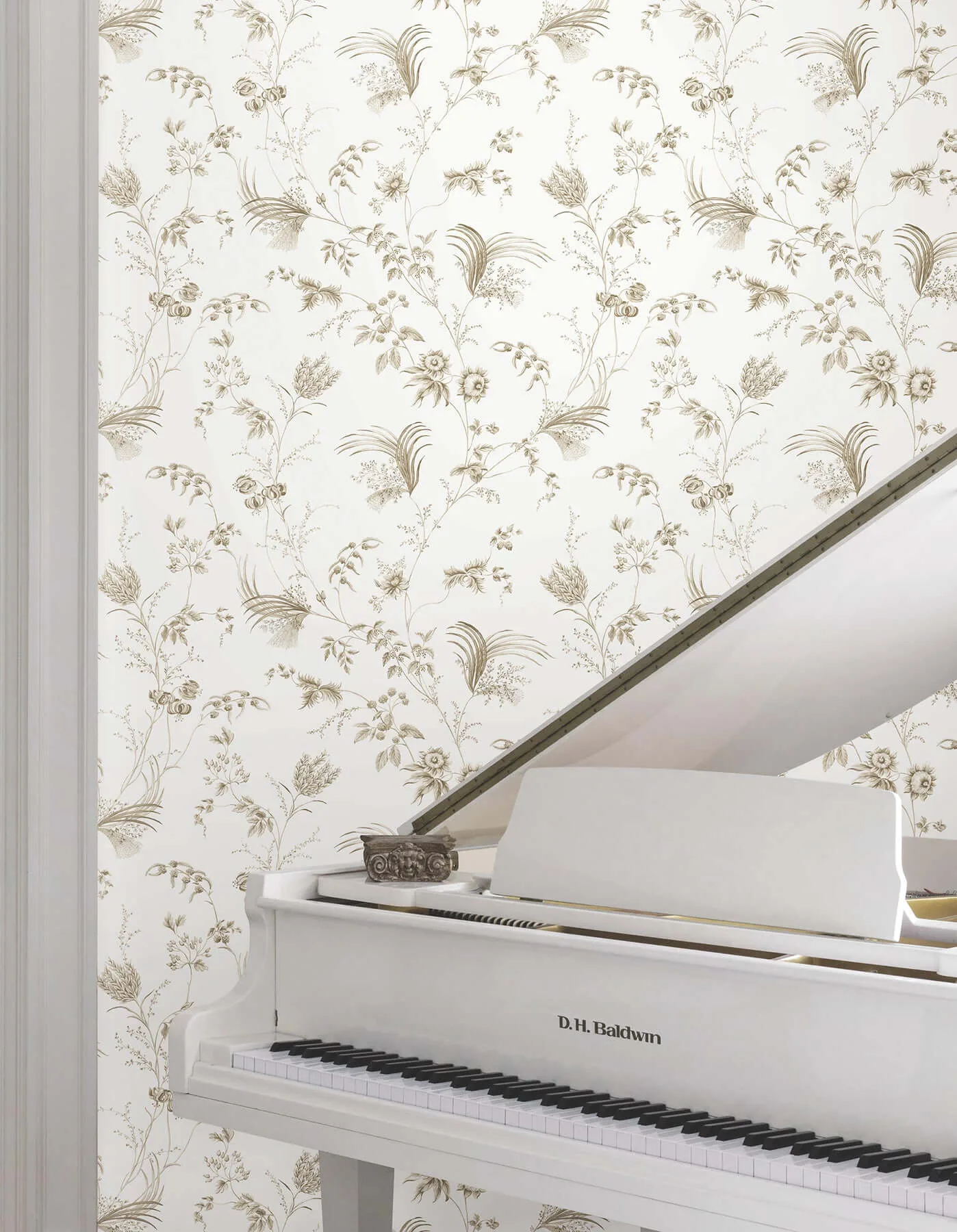 Ronald Redding Floral Lace - Taupe Wallpaper | Buy Online Ronald Redding Floral Lace wallpaper, color Taupe, SKU MX9681