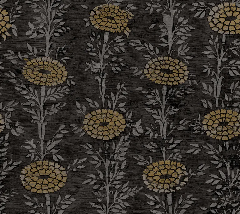 Ronald Redding French Marigold wallpaper, color Black & Gold, SKU ZA8017