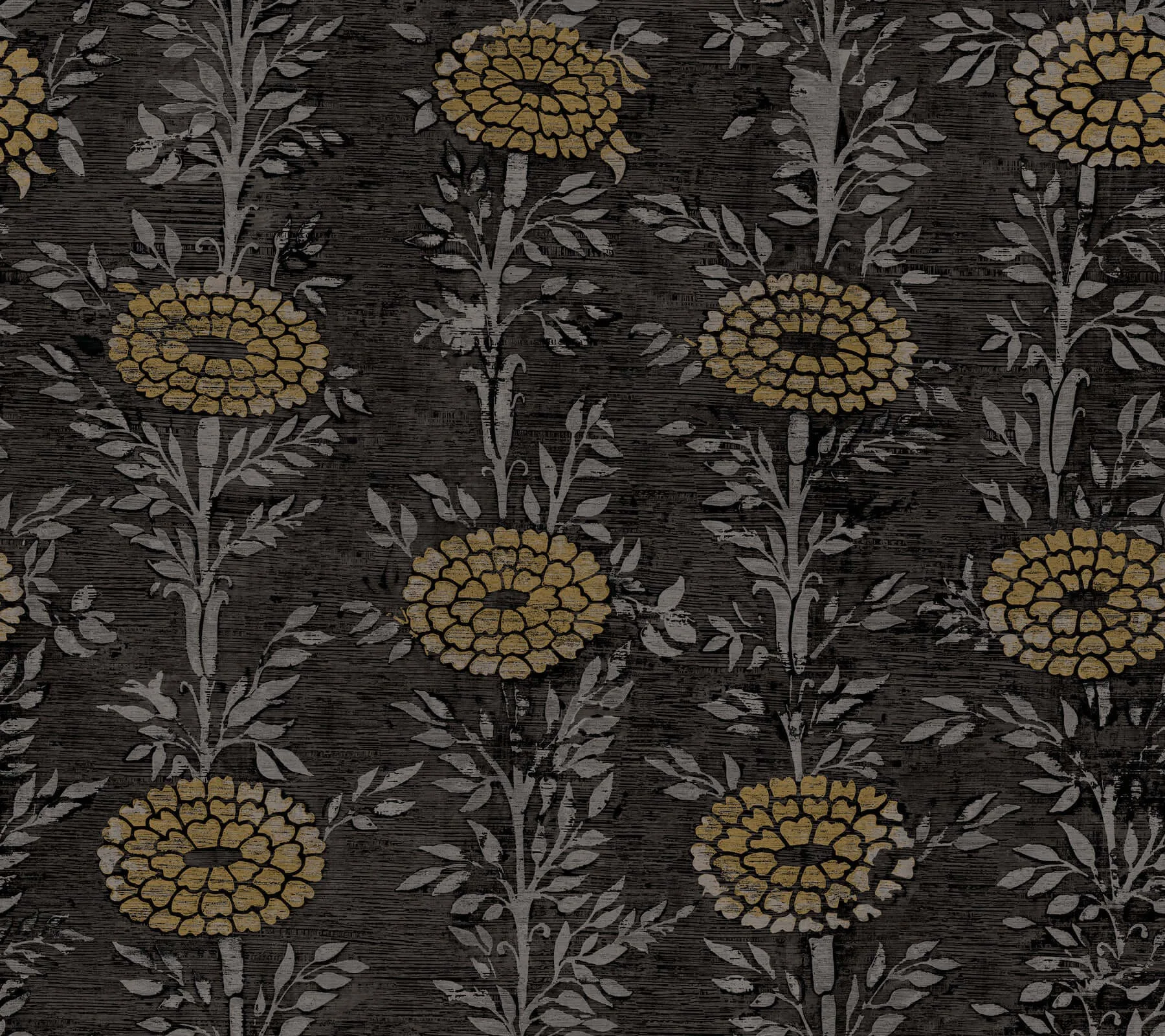 Ronald Redding French Marigold wallpaper, color Black & Gold, SKU ZA8017
