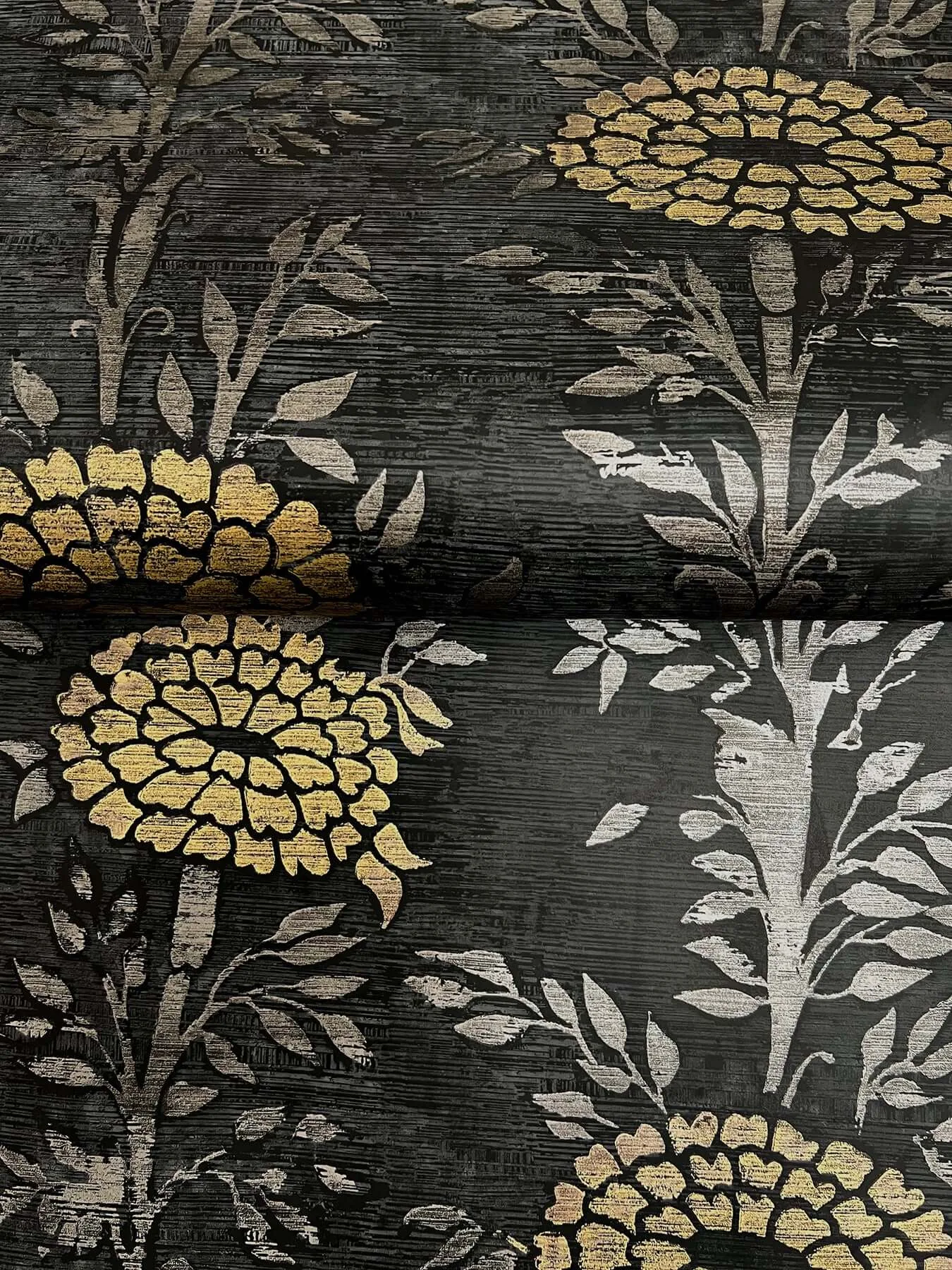 Ronald Redding French Marigold wallpaper, color Black & Gold, SKU ZA8017