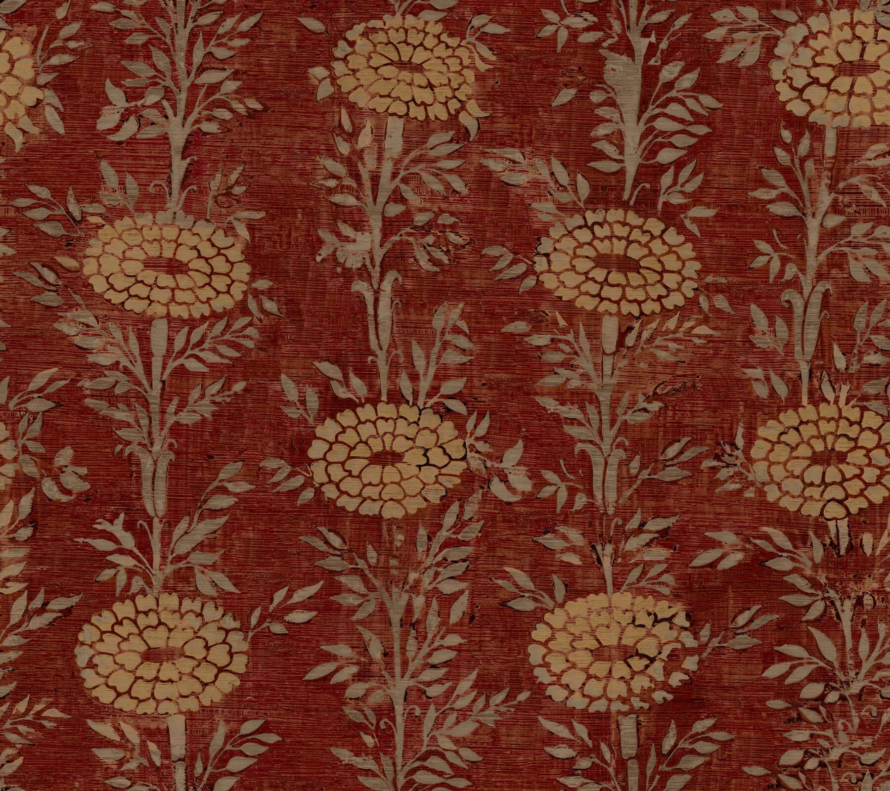 Ronald Redding French Marigold wallpaper, color Red & Gold, SKU ZA8019