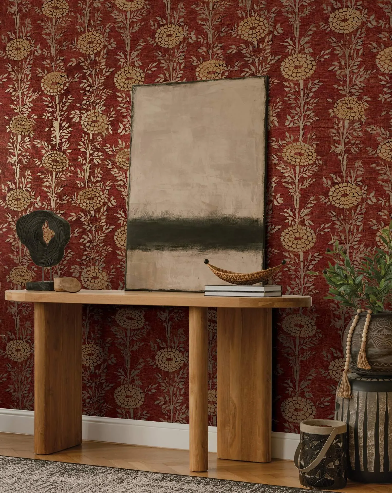 Ronald Redding French Marigold - Red & Gold Wallpaper | Buy Online Ronald Redding French Marigold wallpaper, color Red & Gold, SKU ZA8019