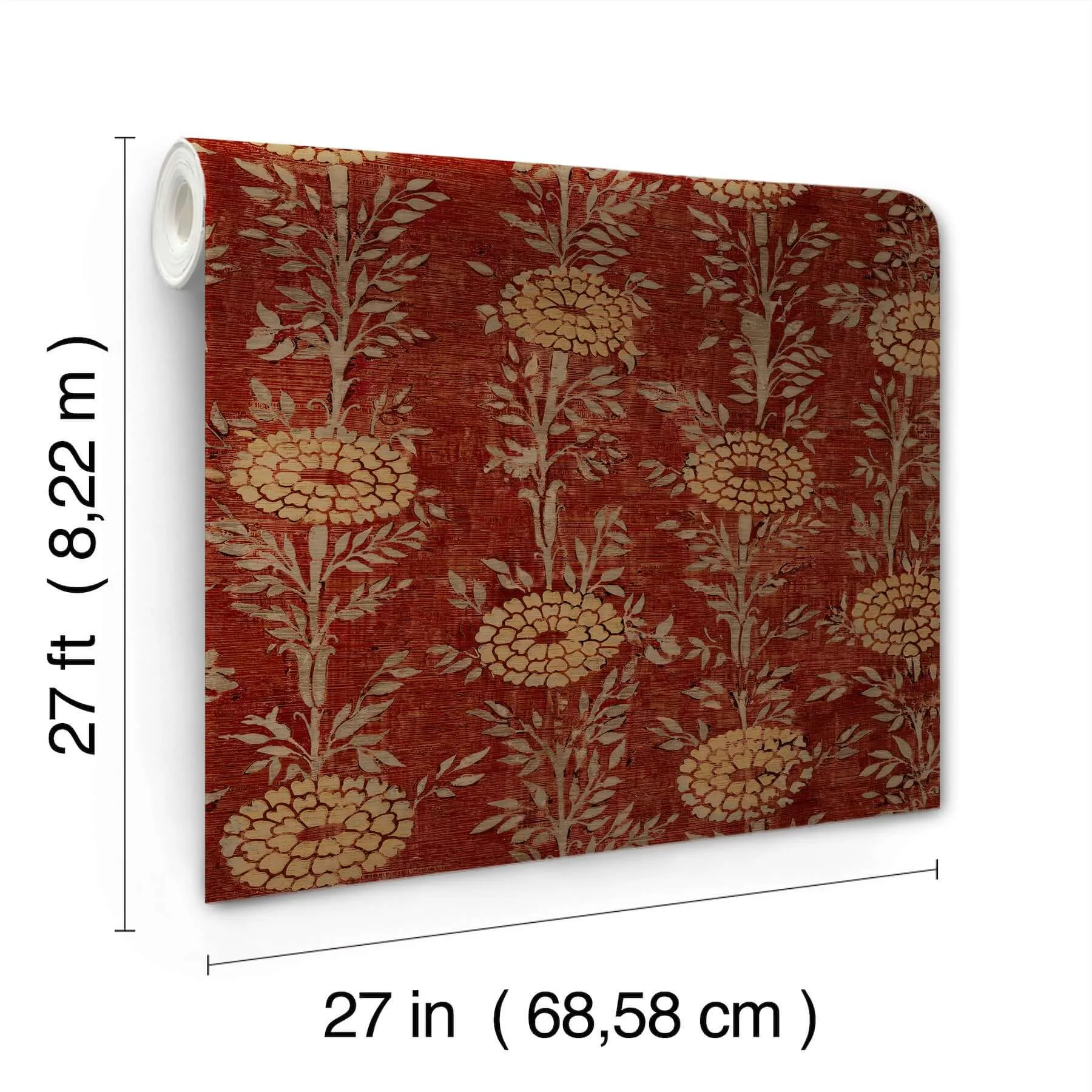 Ronald Redding French Marigold - Red & Gold Wallpaper | Buy Online Ronald Redding French Marigold wallpaper, color Red & Gold, SKU ZA8019