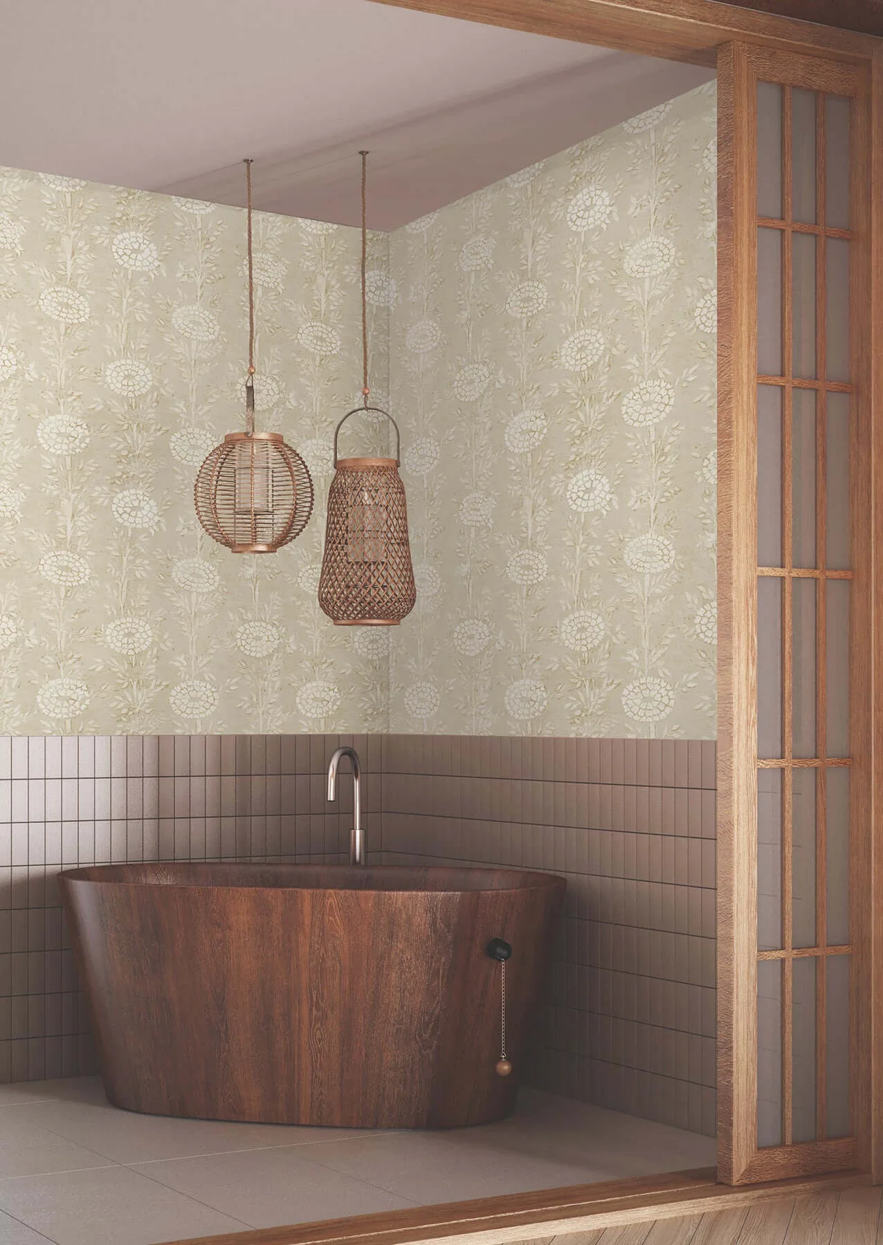 Ronald Redding French Marigold wallpaper, color Taupe & Gold, SKU ZA8018