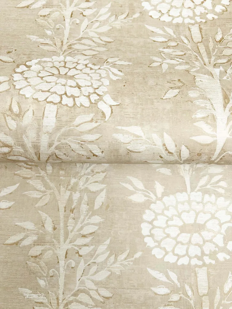 Ronald Redding French Marigold wallpaper, color Taupe & Gold, SKU ZA8018