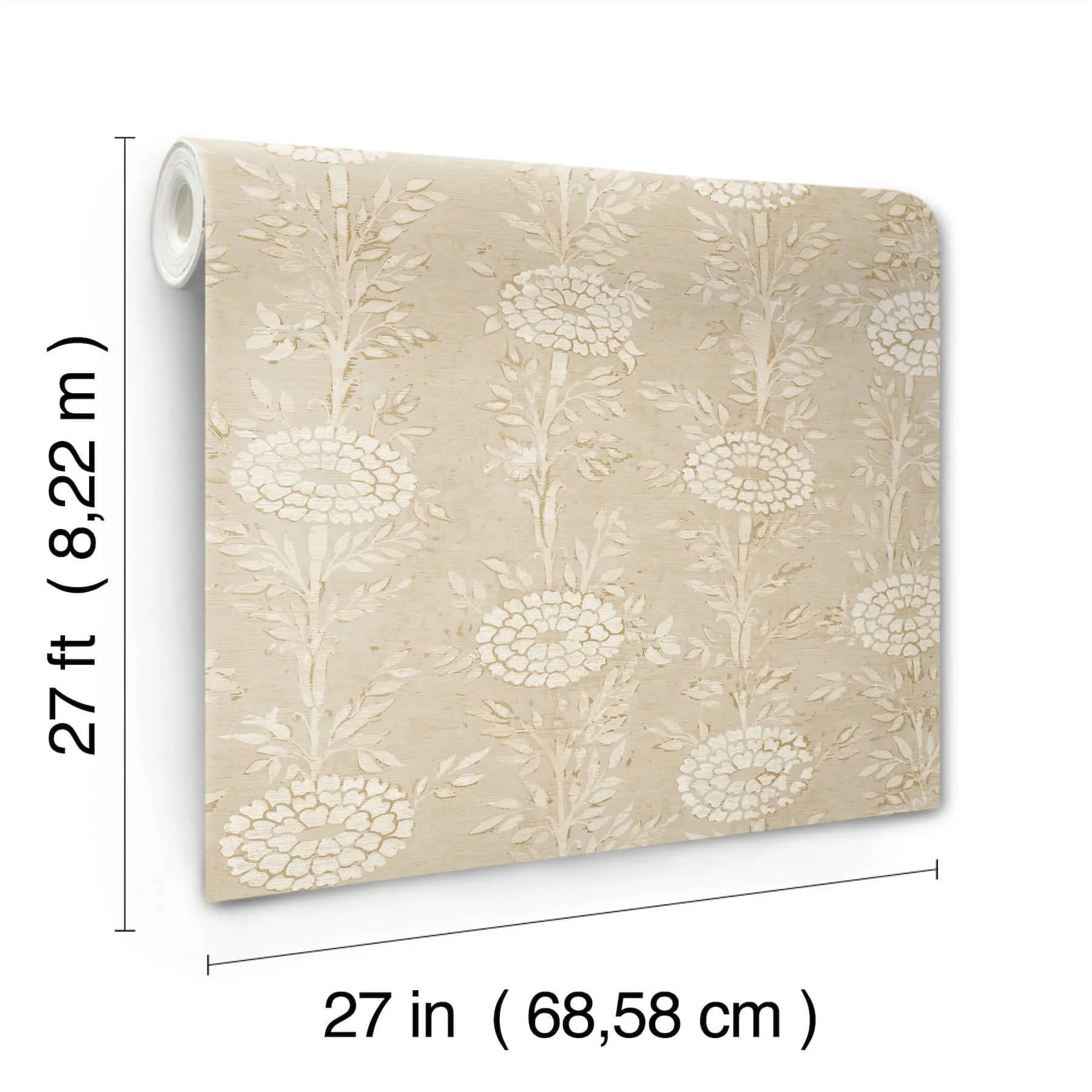 Ronald Redding French Marigold - Taupe & Gold Wallpaper | Buy Online Ronald Redding French Marigold wallpaper, color Taupe & Gold, SKU ZA8018