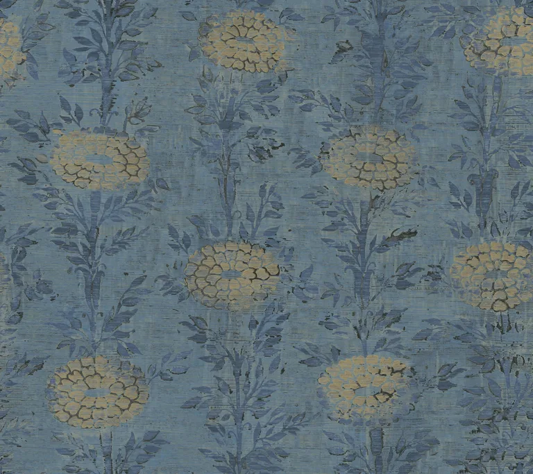 Ronald Redding French Marigold wallpaper, color Denim & Gold, SKU AF6520