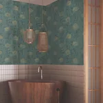 Ronald Redding French Marigold wallpaper, color Teal Green & Gold, SKU AF6519