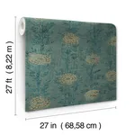 Ronald Redding French Marigold wallpaper, color Teal Green & Gold, SKU AF6519