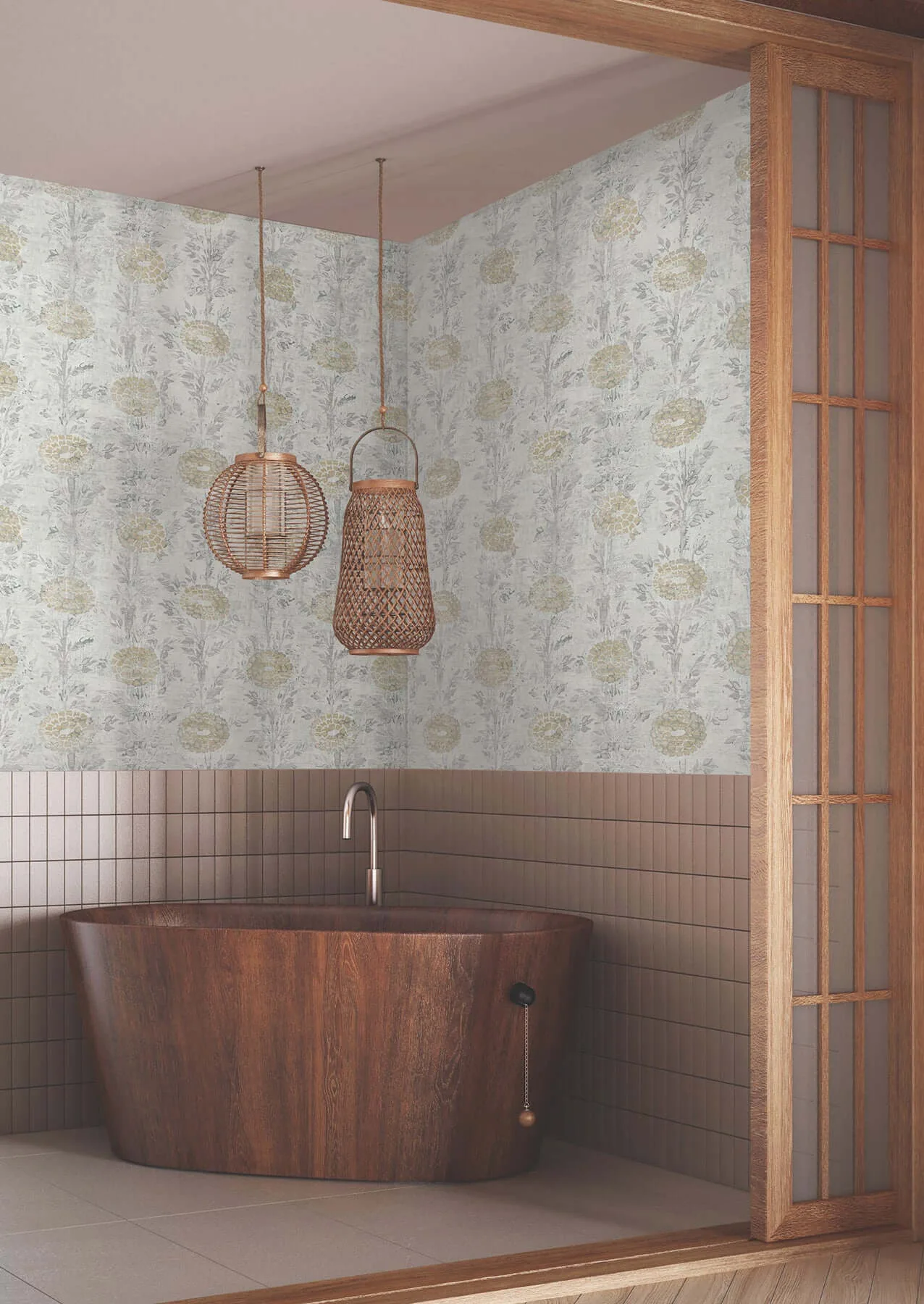 Ronald Redding French Marigold wallpaper, color White & Gold, SKU AF6516