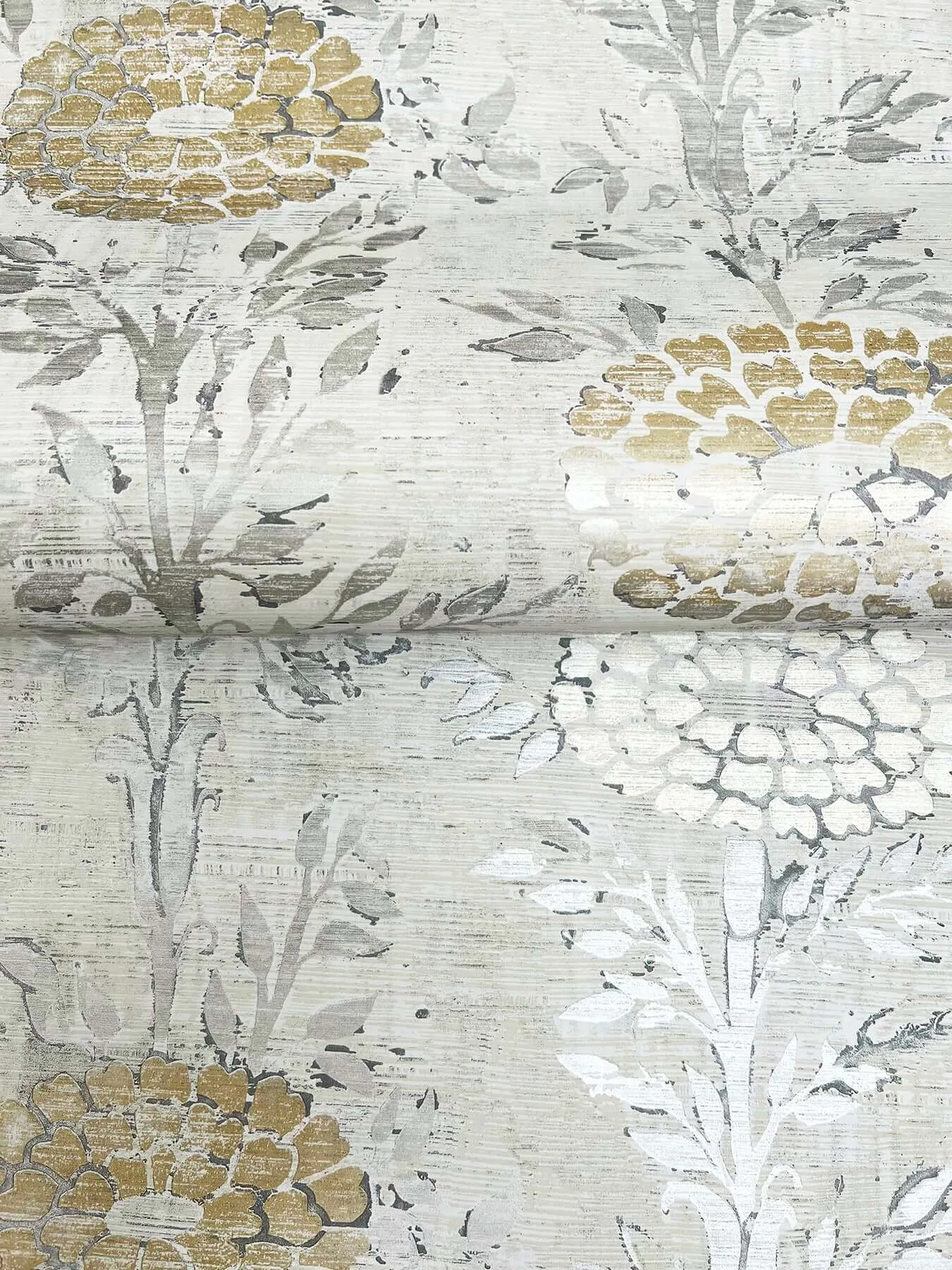 Ronald Redding French Marigold wallpaper, color White & Gold, SKU AF6516