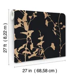 Ronald Redding Ginkgo Silhouette - Black & Gold Wallpaper | Buy Online Ronald Redding Ginkgo Silhouette wallpaper, color Black & Gold, SKU VR1512