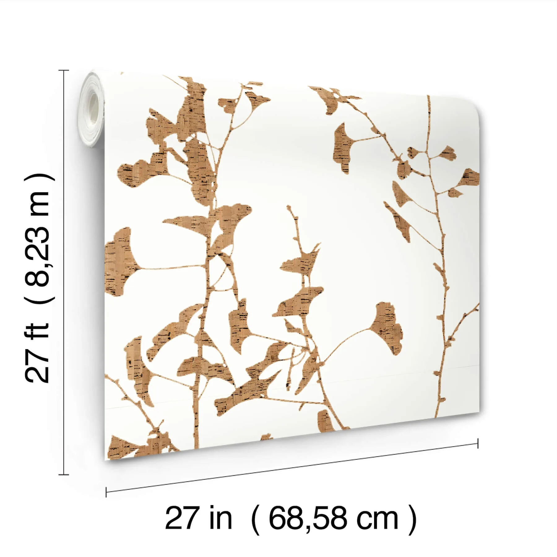 Ronald Redding Ginkgo Silhouette - Light Brown Wallpaper | Buy Online Ronald Redding Ginkgo Silhouette wallpaper, color Light Brown, SKU VR1509