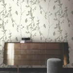 Ronald Redding Ginkgo Silhouette - Sage Wallpaper | Buy Online Ronald Redding Ginkgo Silhouette wallpaper, color Sage, SKU VR1510