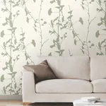 Ronald Redding Ginkgo Silhouette - Sage Wallpaper | Buy Online Ronald Redding Ginkgo Silhouette wallpaper, color Sage, SKU VR1510