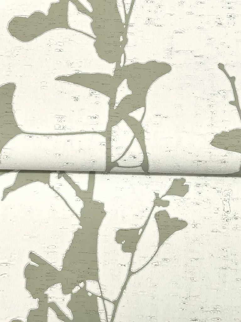 Ronald Redding Ginkgo Silhouette wallpaper, color Sage, SKU VR1510