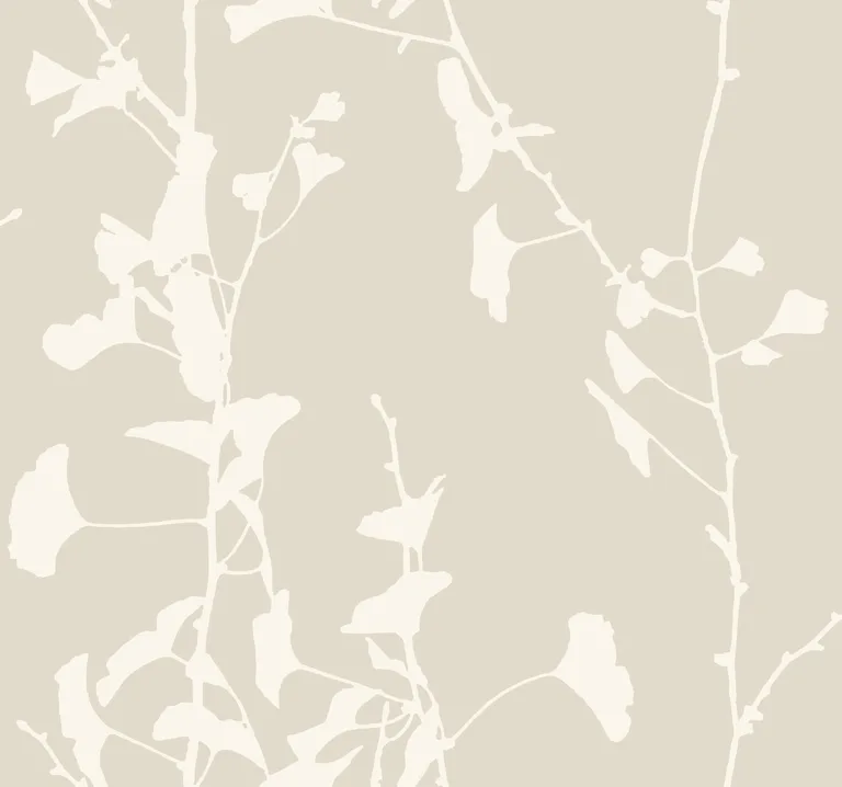 Ronald Redding Ginkgo Silhouette wallpaper, color Taupe, SKU VR1507