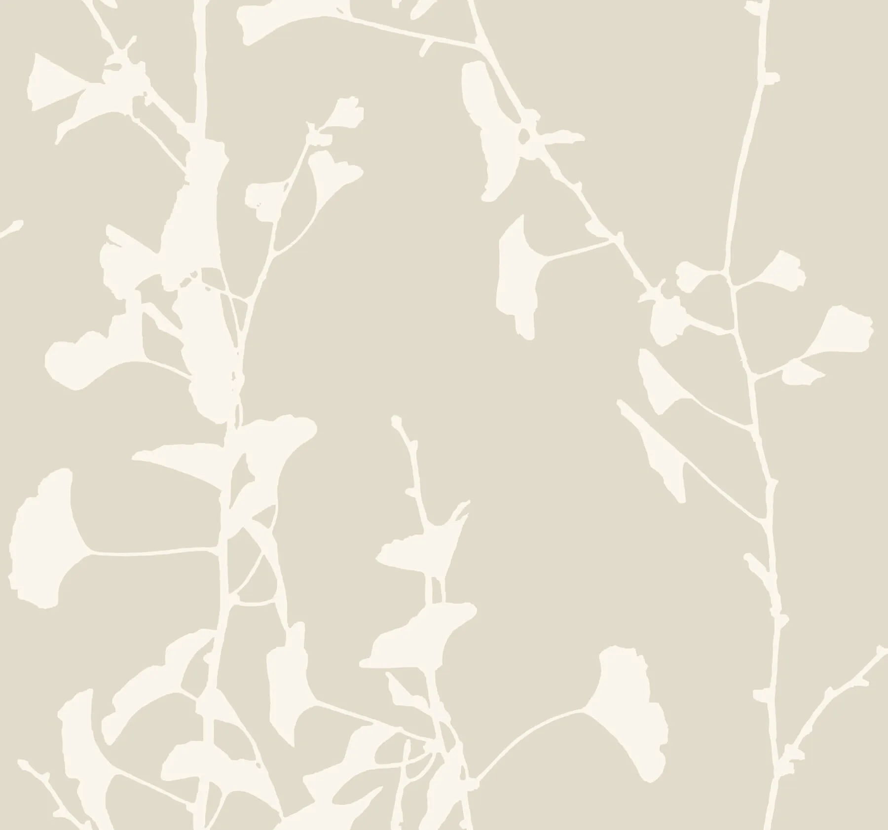 Ronald Redding Ginkgo Silhouette wallpaper, color Taupe, SKU VR1507