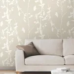 Ronald Redding Ginkgo Silhouette - Taupe Wallpaper | Buy Online Ronald Redding Ginkgo Silhouette wallpaper, color Taupe, SKU VR1507