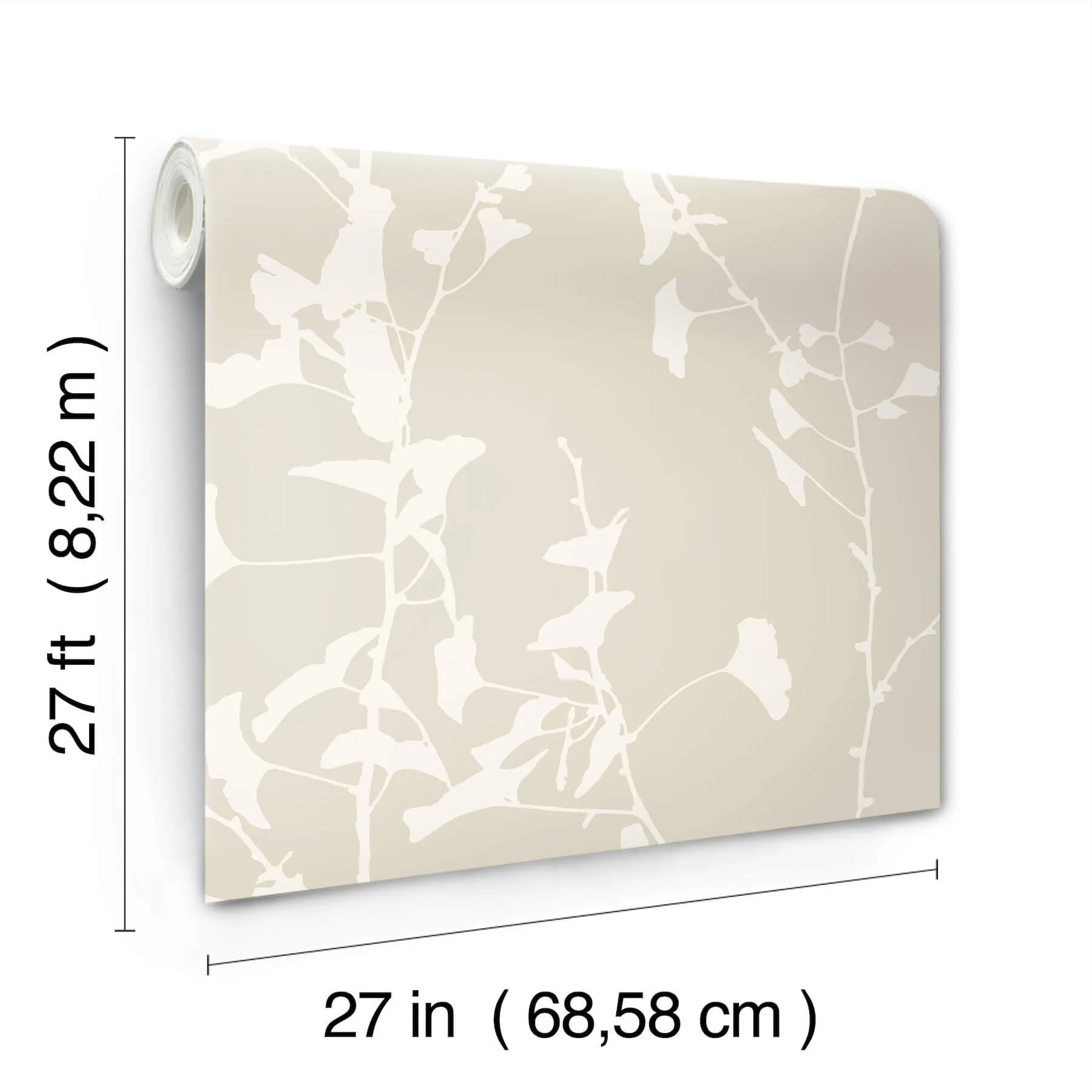Ronald Redding Ginkgo Silhouette - Taupe Wallpaper | Buy Online Ronald Redding Ginkgo Silhouette wallpaper, color Taupe, SKU VR1507