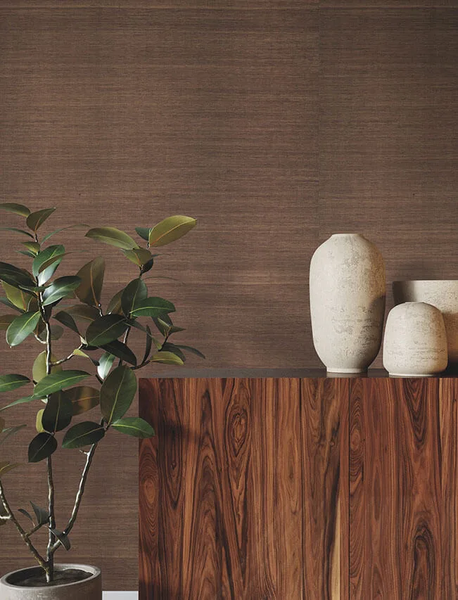 Ronald Redding Glistening Sisal wallpaper, color Friar Brown, SKU GRL88405