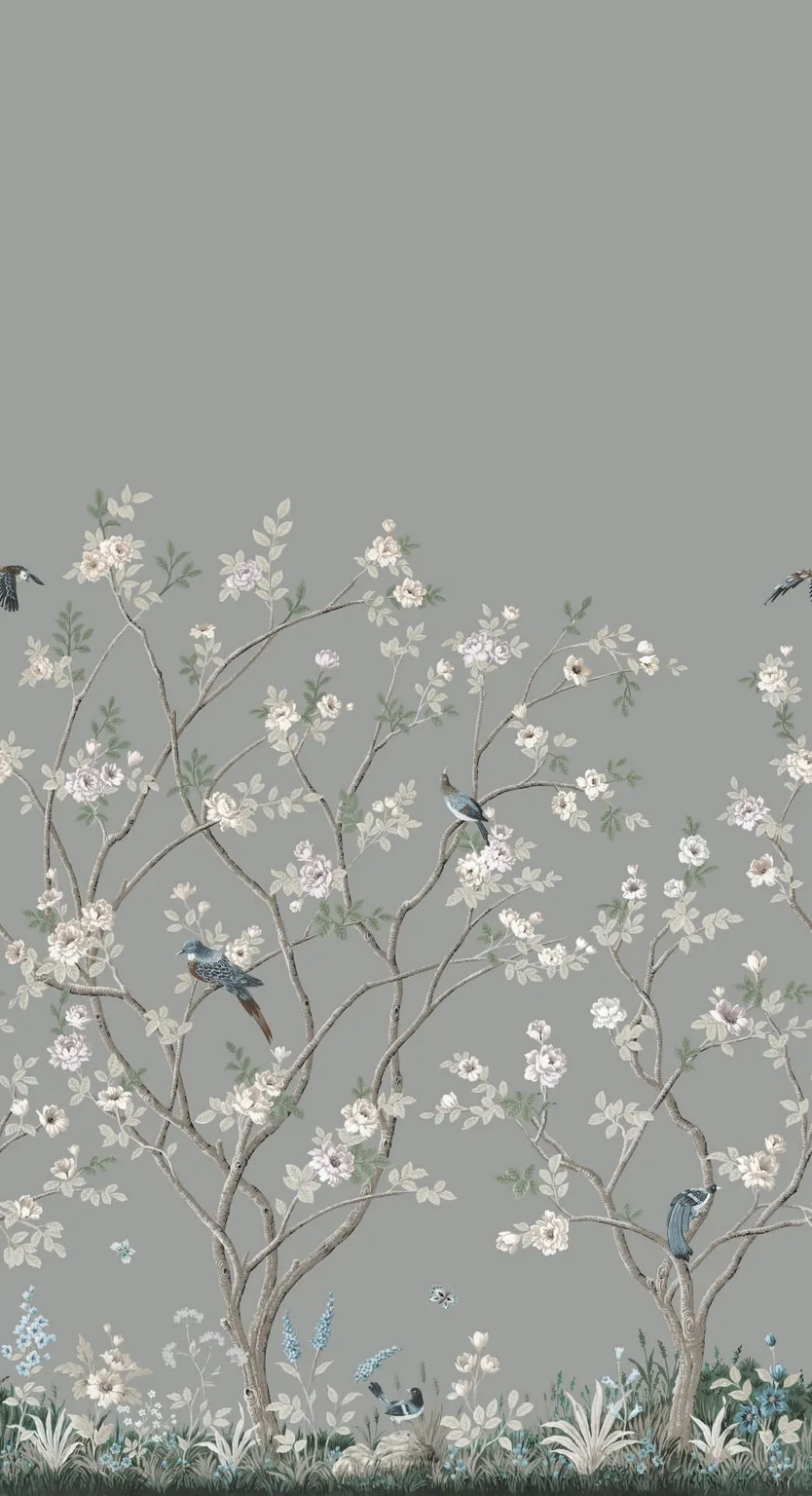 Ronald Redding Lingering Garden wallpaper, color Grey, SKU MU0313M