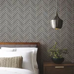 Ronald Redding Herringbone Wood Veneer wallpaper, color Graphite, SKU YGL7074