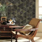 Ronald Redding Hexagram Wood Veneer - Brown & Black Wallpaper | Buy Online Ronald Redding Hexagram Wood Veneer wallpaper, color Brown & Black, SKU HO2103