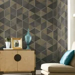 Ronald Redding Hexagram Wood Veneer - Brown & Black Wallpaper | Buy Online Ronald Redding Hexagram Wood Veneer wallpaper, color Brown & Black, SKU HO2103
