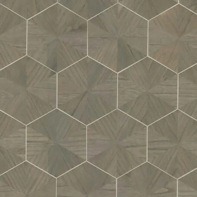 Ronald Redding Hexagram Wood Veneer wallpaper, color Brown, SKU HO2102