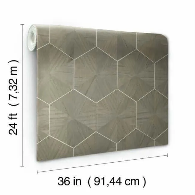 Ronald Redding Hexagram Wood Veneer - Brown Wallpaper | Buy Online Ronald Redding Hexagram Wood Veneer wallpaper, color Brown, SKU HO2102